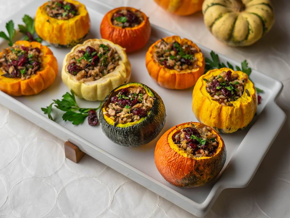 Stuffed Pumpkins With Wild Rice Chestnuts And Dried Cherries stuffed-pumpkins-with-wild-rice-chestnuts-and-dried-cherries